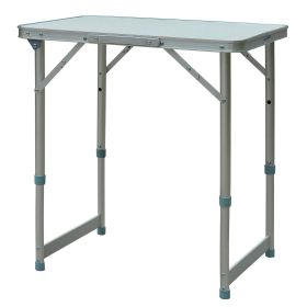 23" Portable Aluminum Camping Table, Lightweight, Easy Clean, Adjustable Height - Folding Camp Table