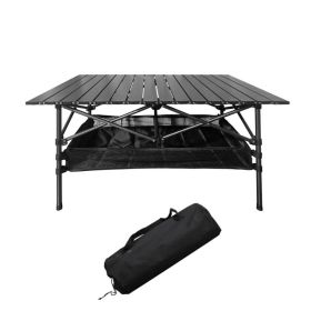 Folding Camping Table,46x22 inch Lightweight Fold Up Tables, Aluminum & Steel Outdoor Portable Side Desks with Large Storage and Carry Bag (Option: 46inx22in)